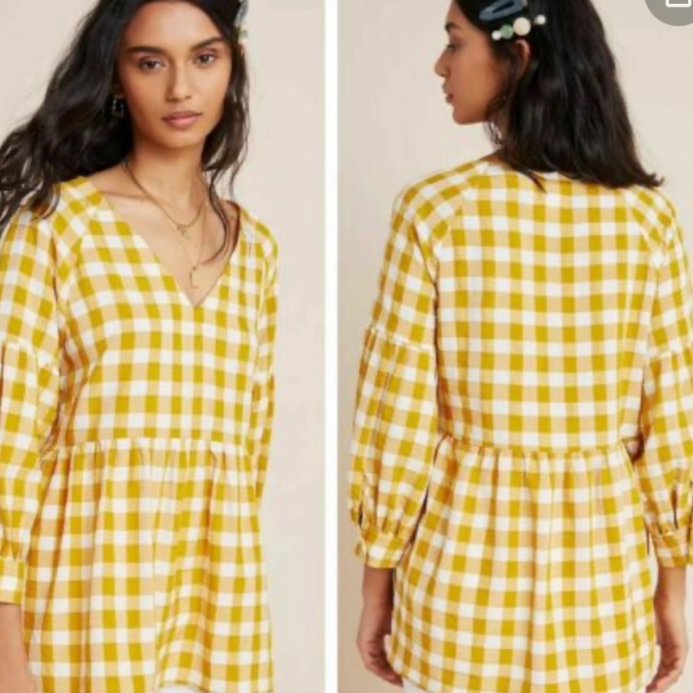 Anthropologie Maeve gingham blouse.